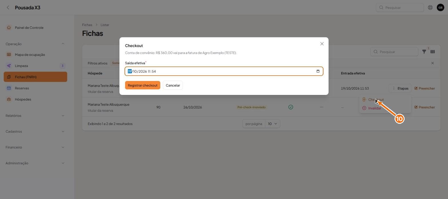 Tela do passo 10: No checkout, o sistema avisa quanto vai para a fatura do convênio.